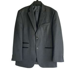 Sean John Satin Trim Pindot Blazer Sport Coat Men 40R Black Preppy Semi-Formal